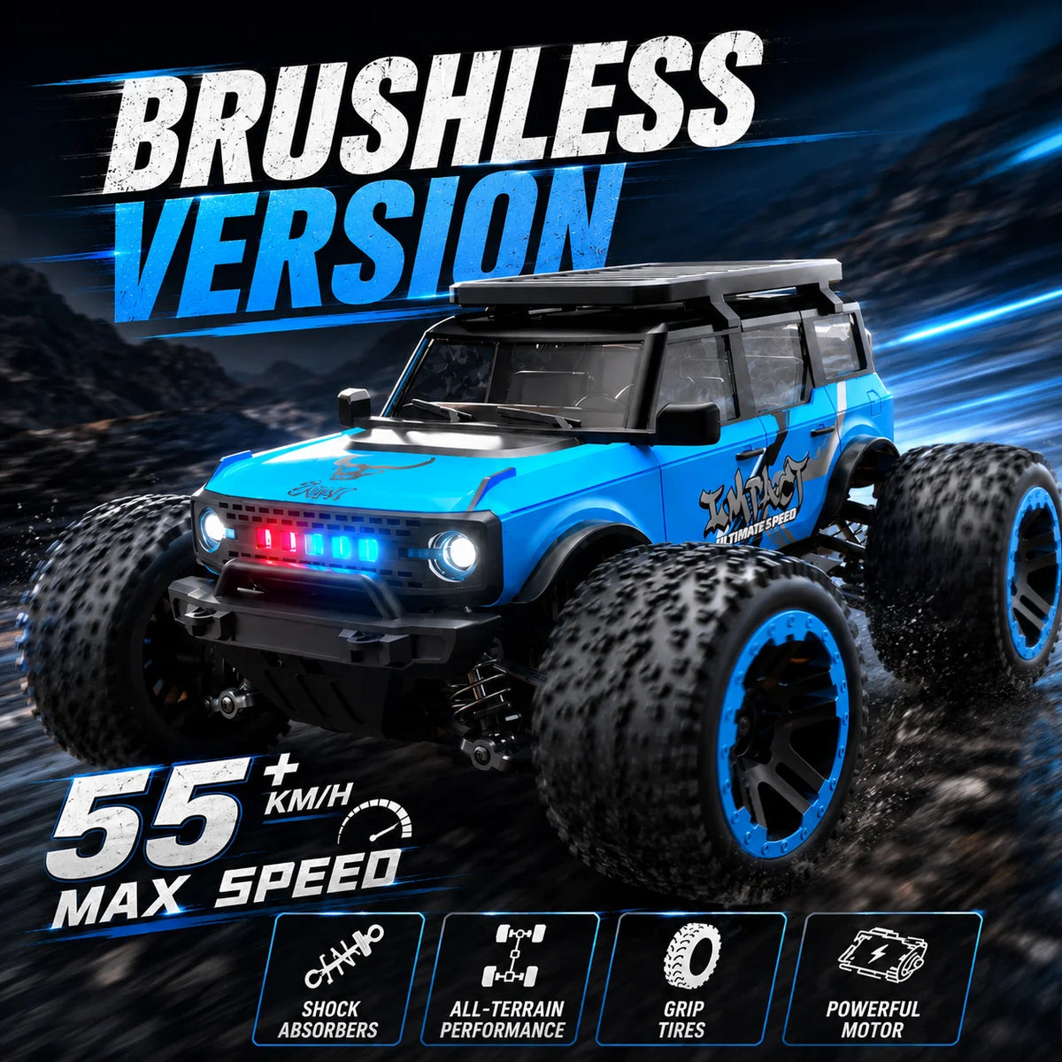 Monster Truck Télécommandé 1:20 4x4 - 55km/h Brushless LED