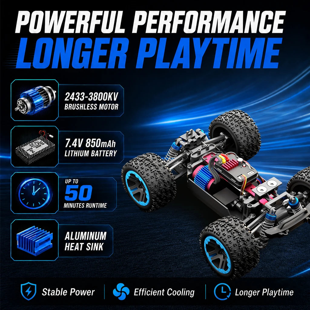 Monster Truck Télécommandé 1:20 4x4 - 55km/h Brushless LED
