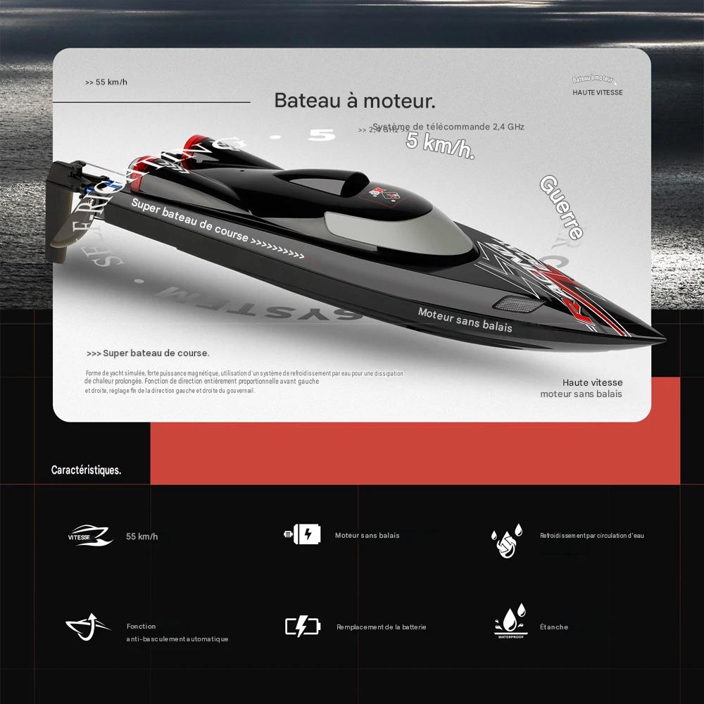 Bateau Télécommandé de Course 55km/h Haute Vitesse