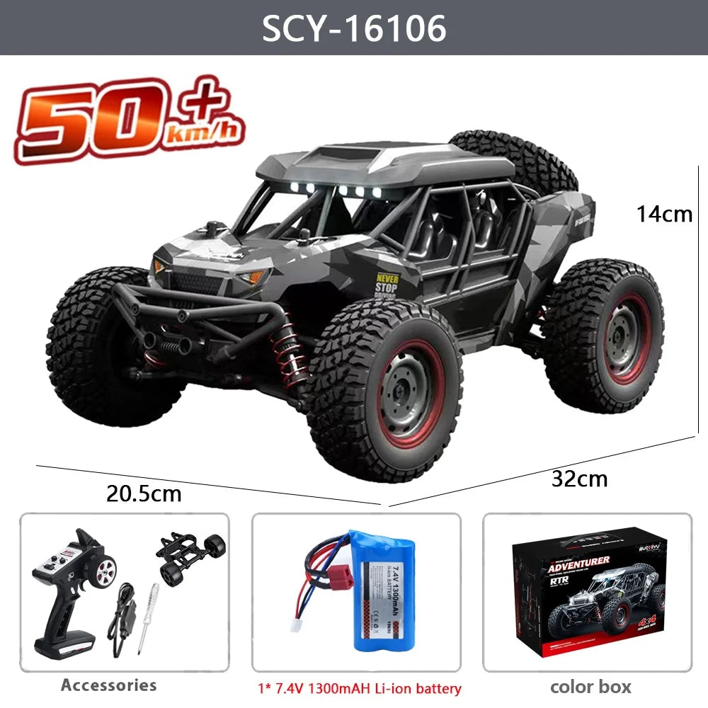Buggy Télécommandé Tout Terrain 1:16 4x4 - 50km/h avec LED