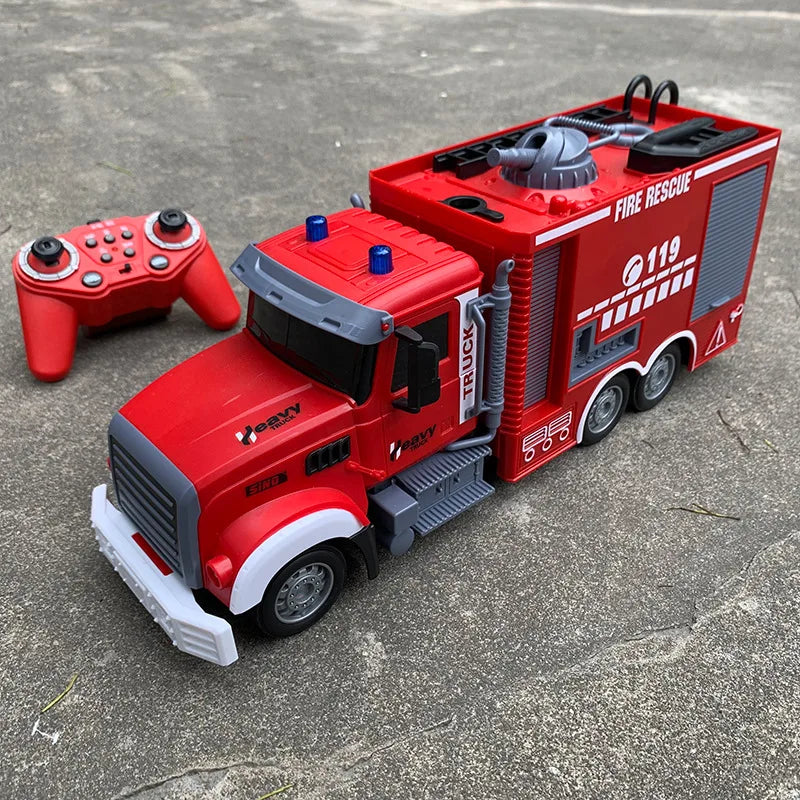Camion Télécommandé de Pompier 1:12 avec Échelle et Jet d'Eau