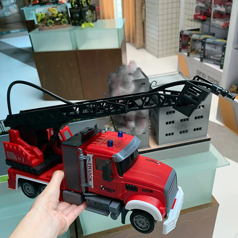 Camion Télécommandé de Pompier 1:12 avec Échelle et Jet d'Eau