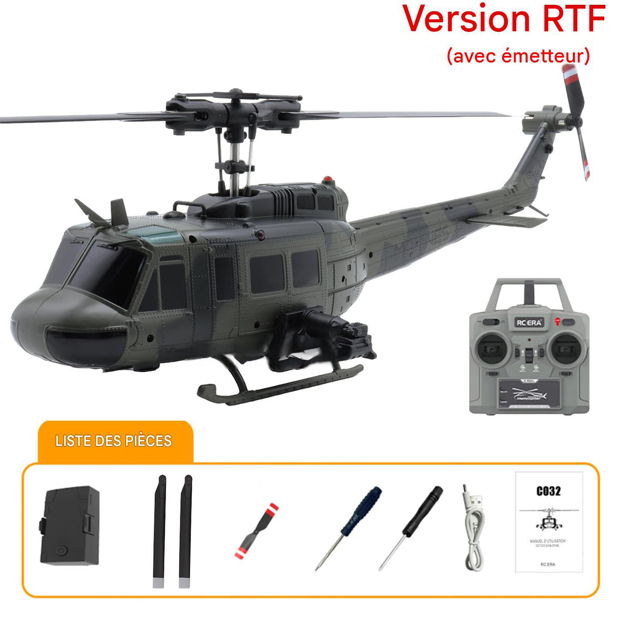 Hélicoptère Télécommandé Militaire Stabilisé