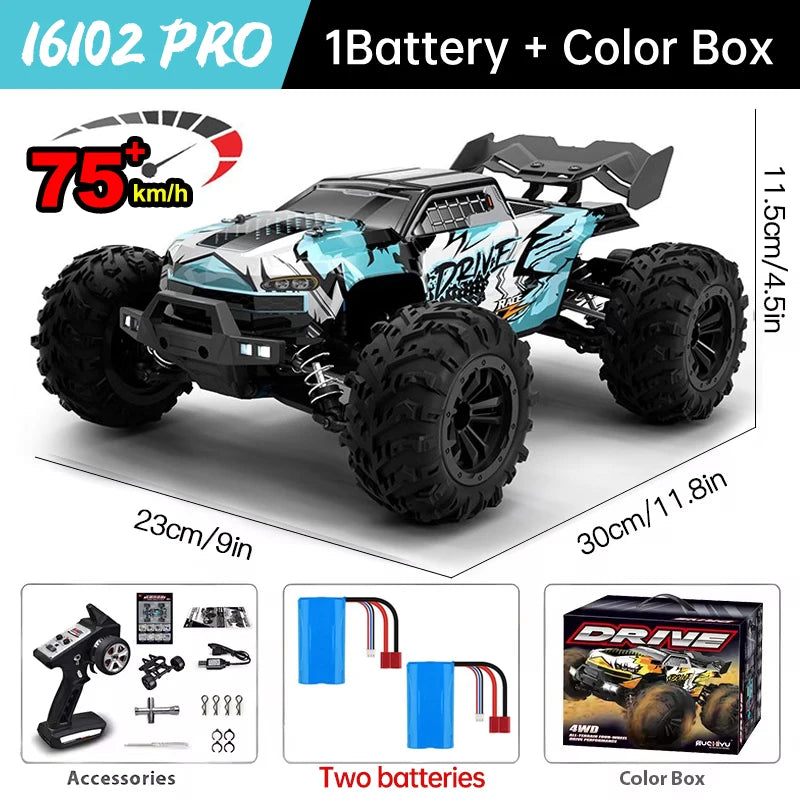 Monster Truck Télécommandé Rapide 75km/h - LED, 1:16, 4x4