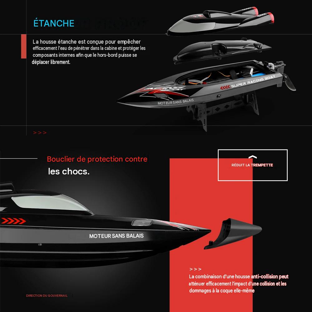 Bateau Télécommandé de Course 55km/h Haute Vitesse