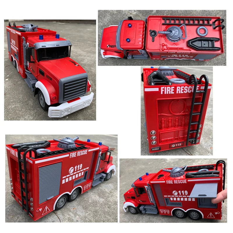 Camion Télécommandé de Pompier 1:12 avec Échelle et Jet d'Eau