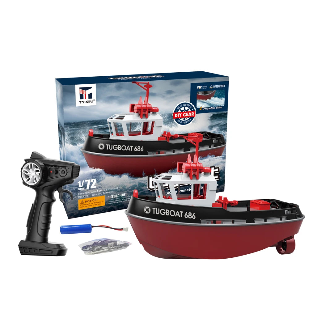 Bateau Télécommandé Remorqueur 1:72 Double Moteur