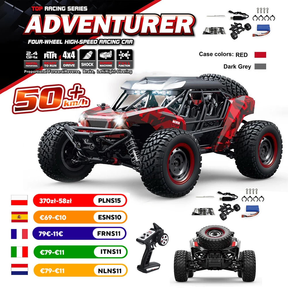 Buggy Télécommandé Tout Terrain 1:16 4x4 - 50km/h avec LED