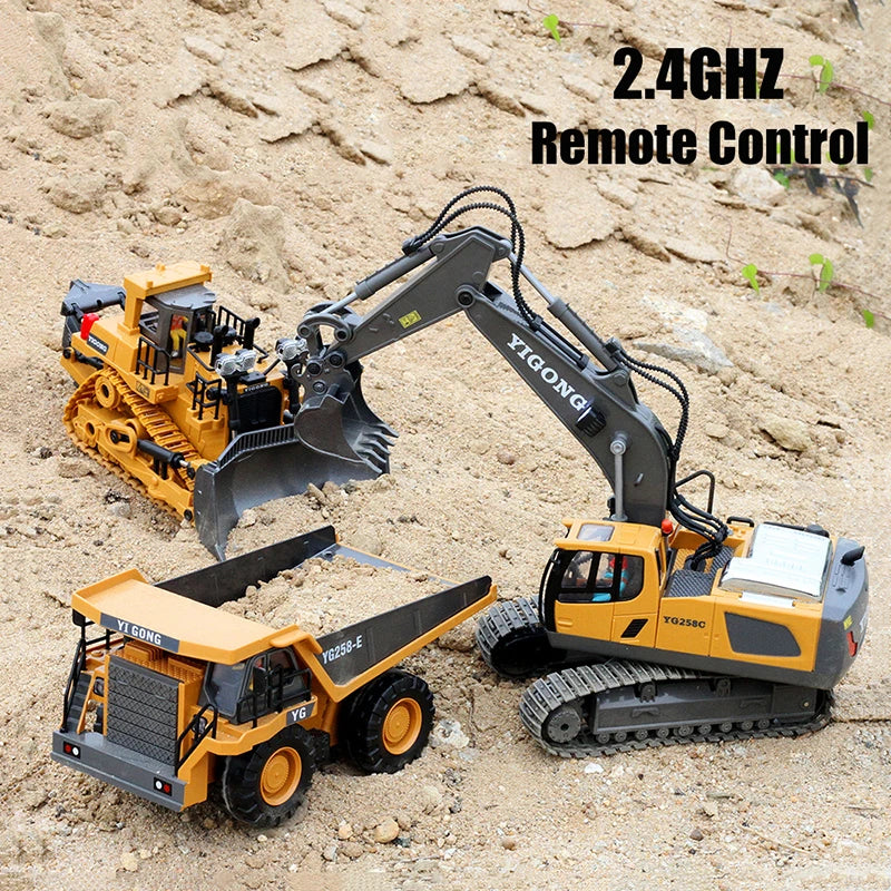 Engin de Chantier Télécommandé 4x4 - Excavatrice, Benne, Bulldozer